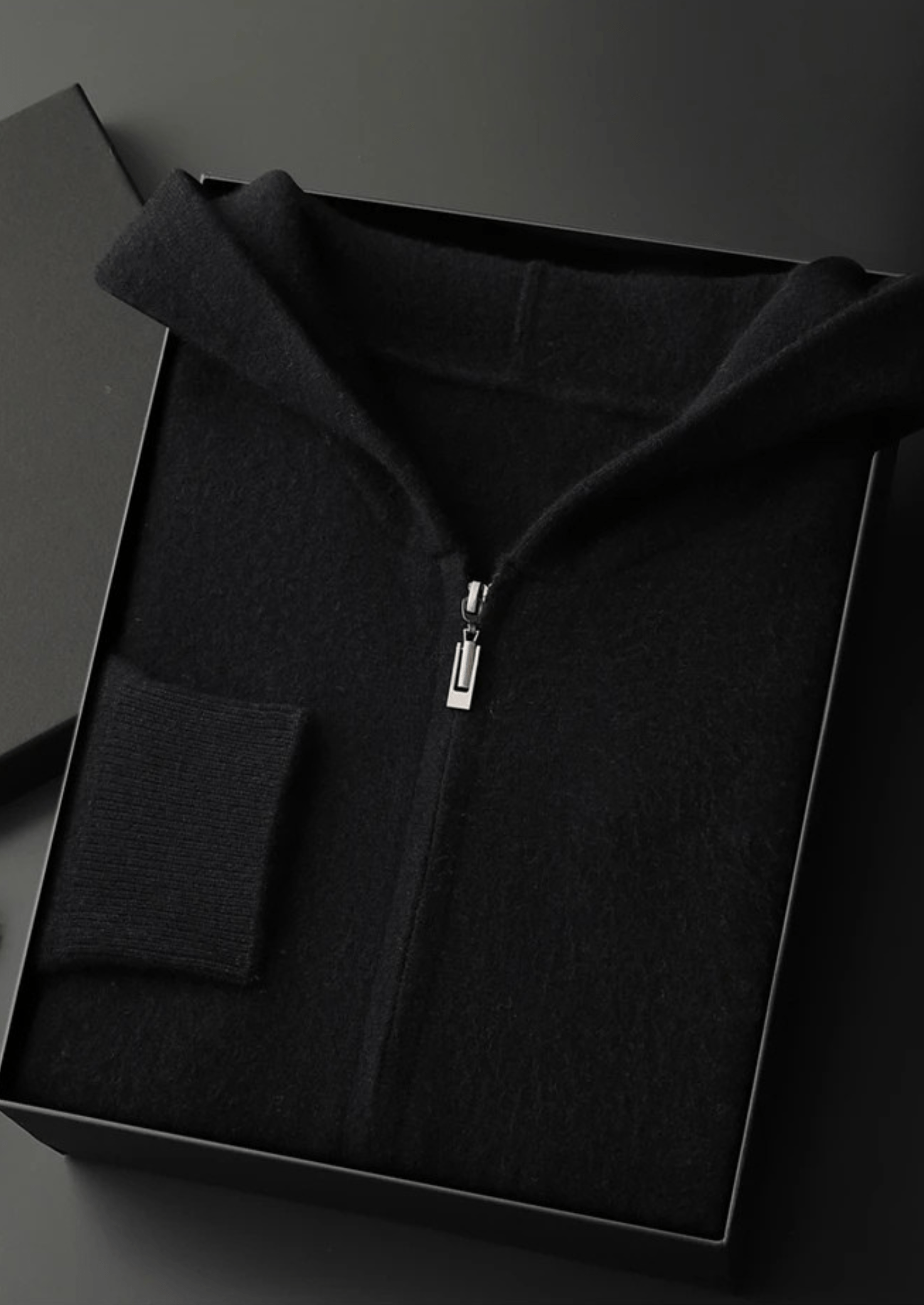 100% CASHMERE ZIPPER HOODIE - LORMIER - 