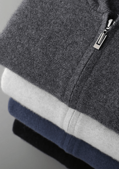 100% CASHMERE ZIPPER HOODIE - LORMIER - 