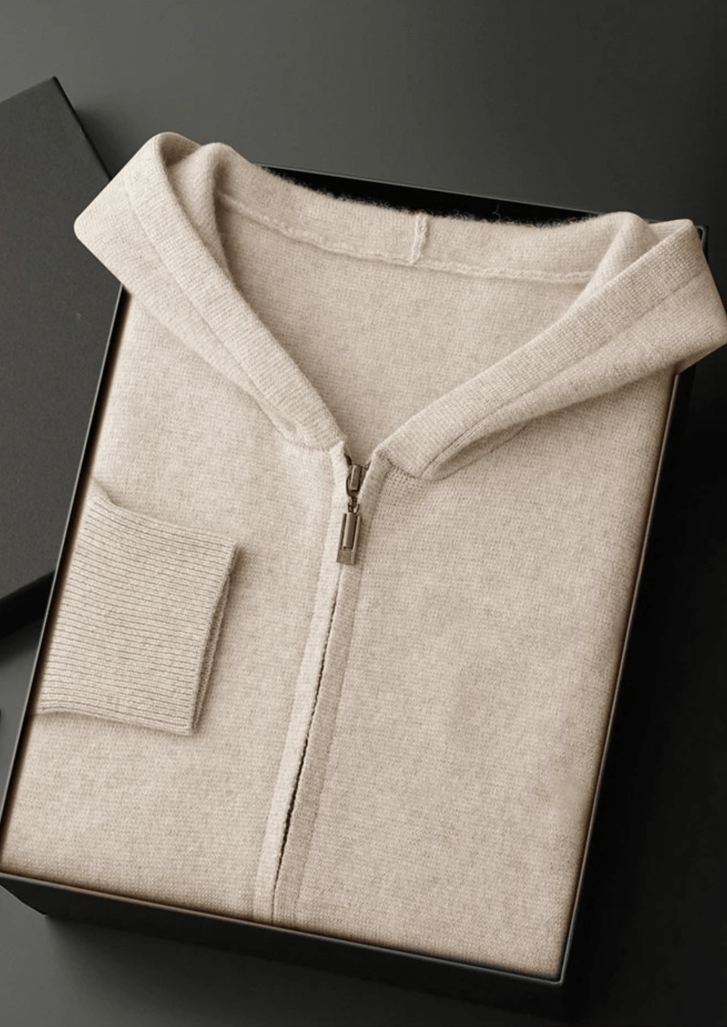 100% CASHMERE ZIPPER HOODIE - LORMIER - 