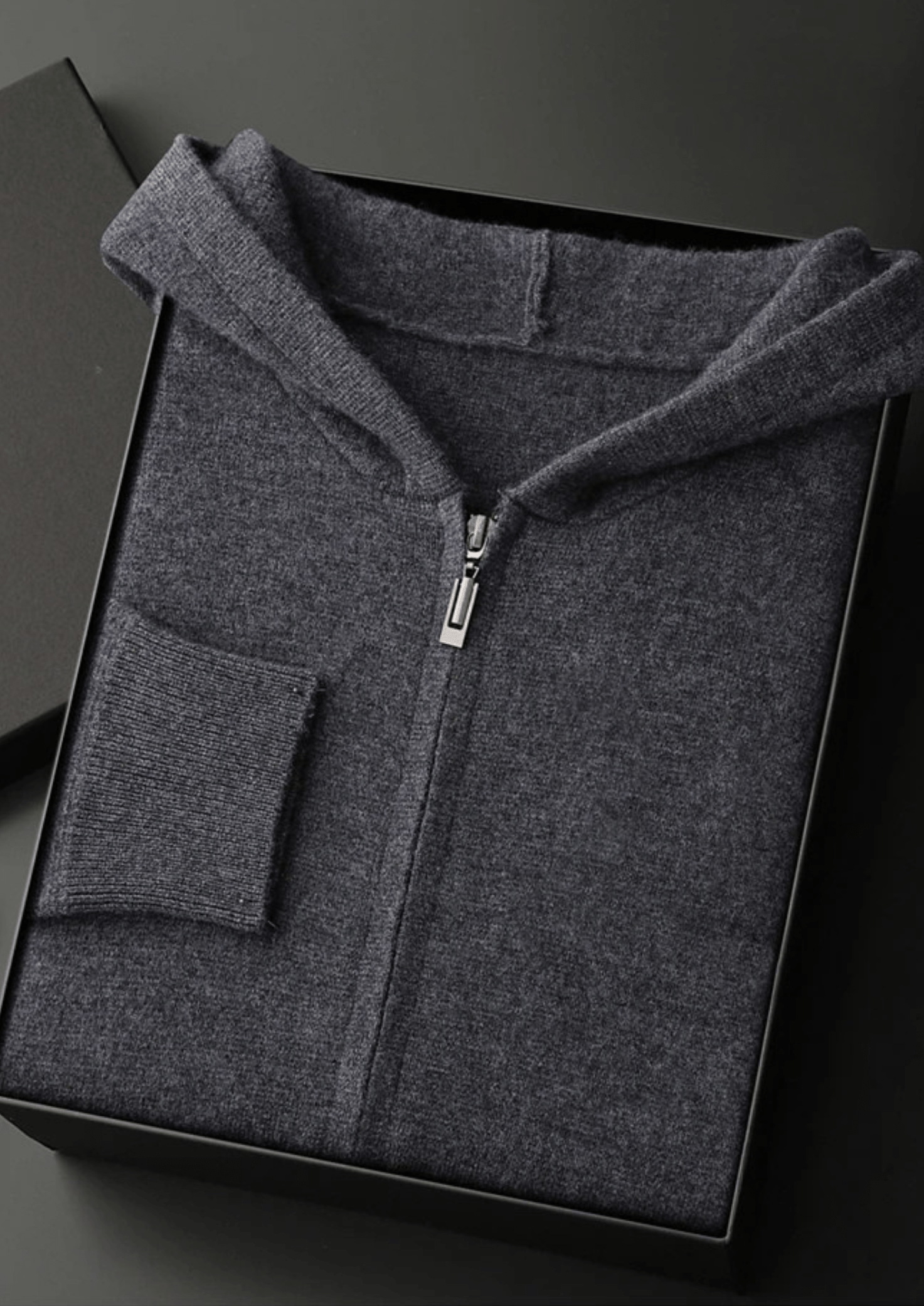 100% CASHMERE ZIPPER HOODIE - LORMIER - 