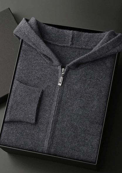 100% CASHMERE ZIPPER HOODIE - LORMIER - 