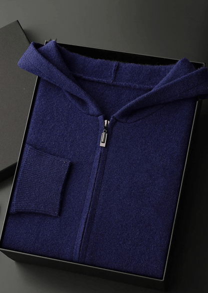 100% CASHMERE ZIPPER HOODIE - LORMIER - 