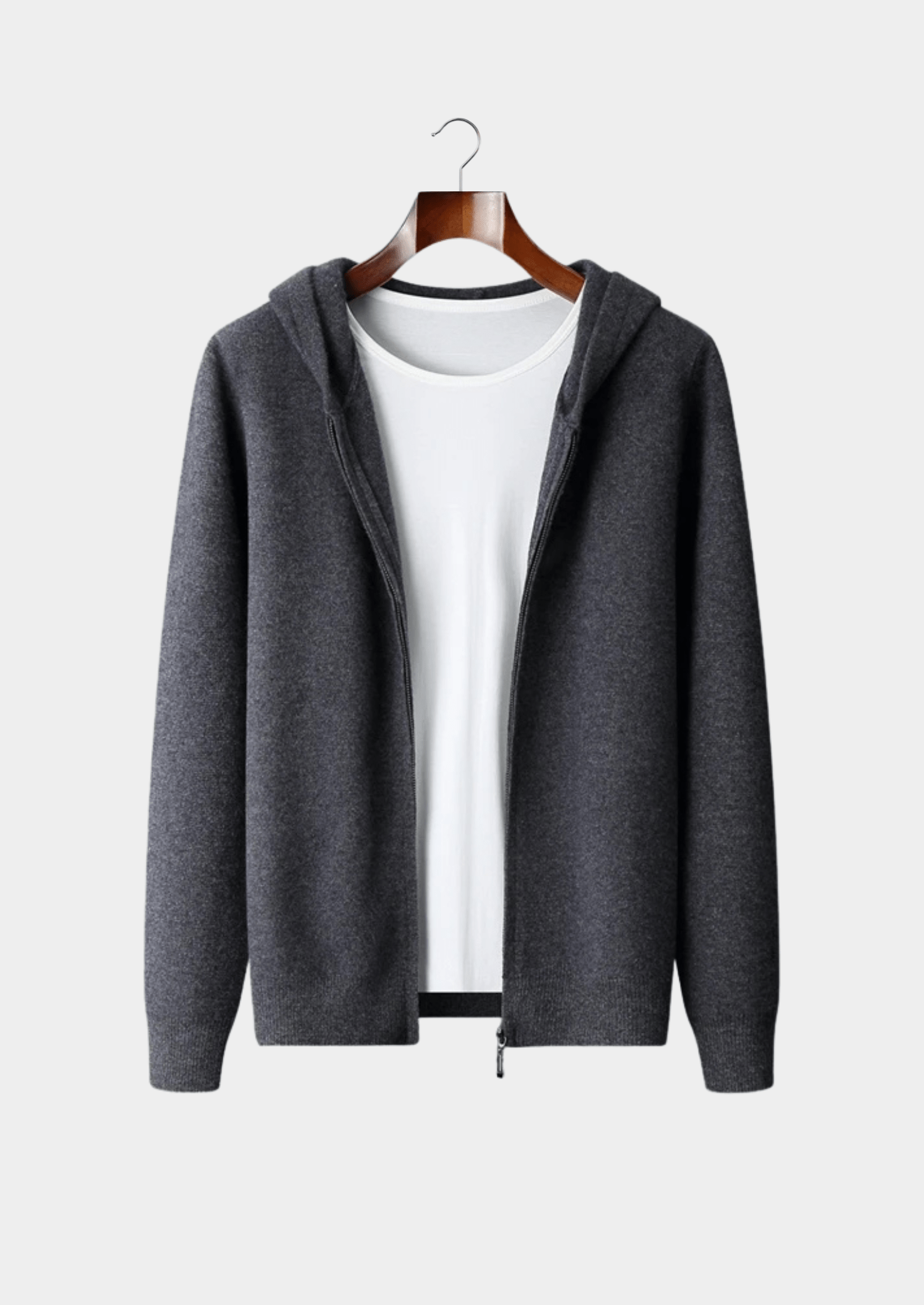 100% CASHMERE ZIPPER HOODIE - LORMIER - 