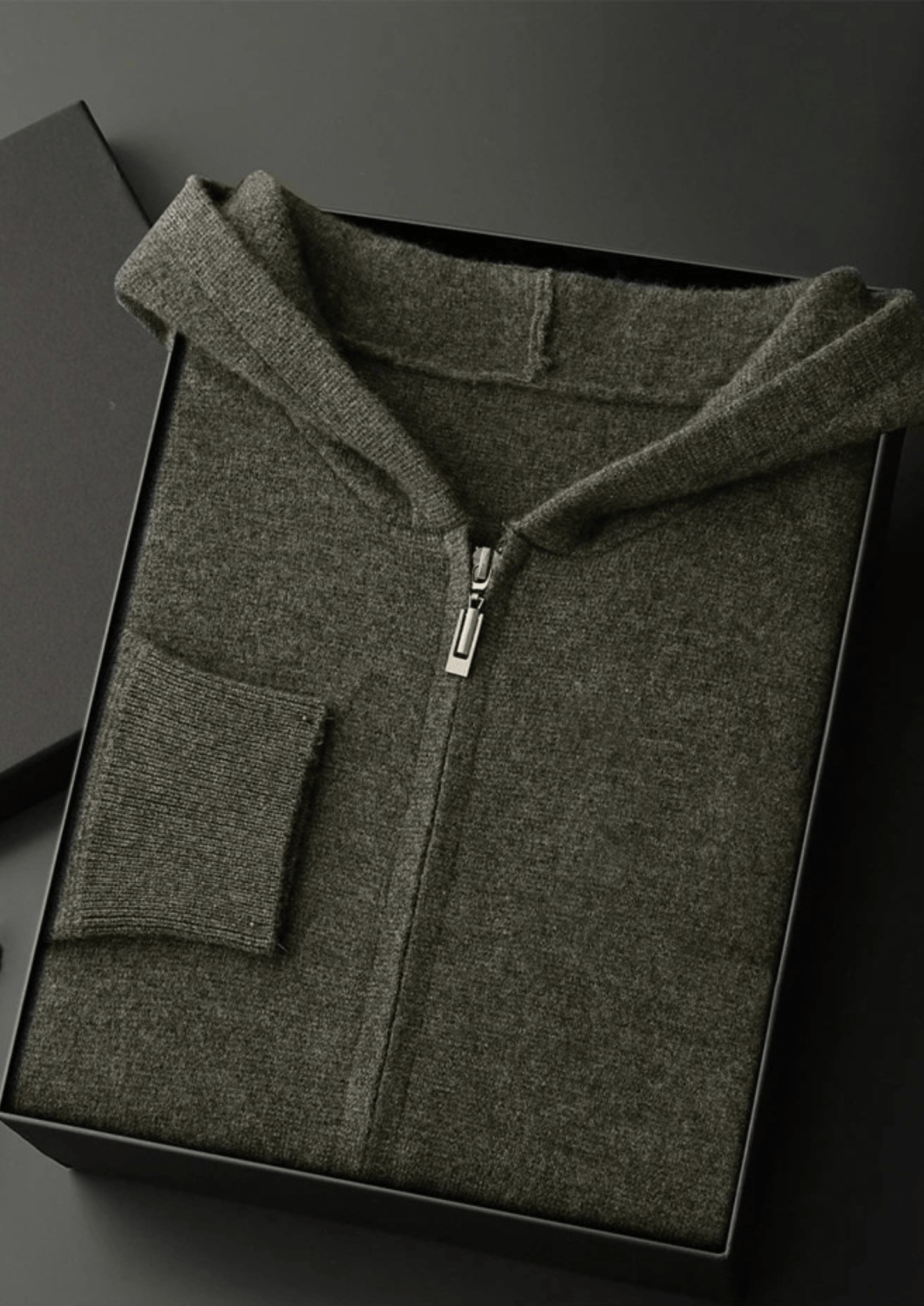 100% CASHMERE ZIPPER HOODIE - LORMIER - 