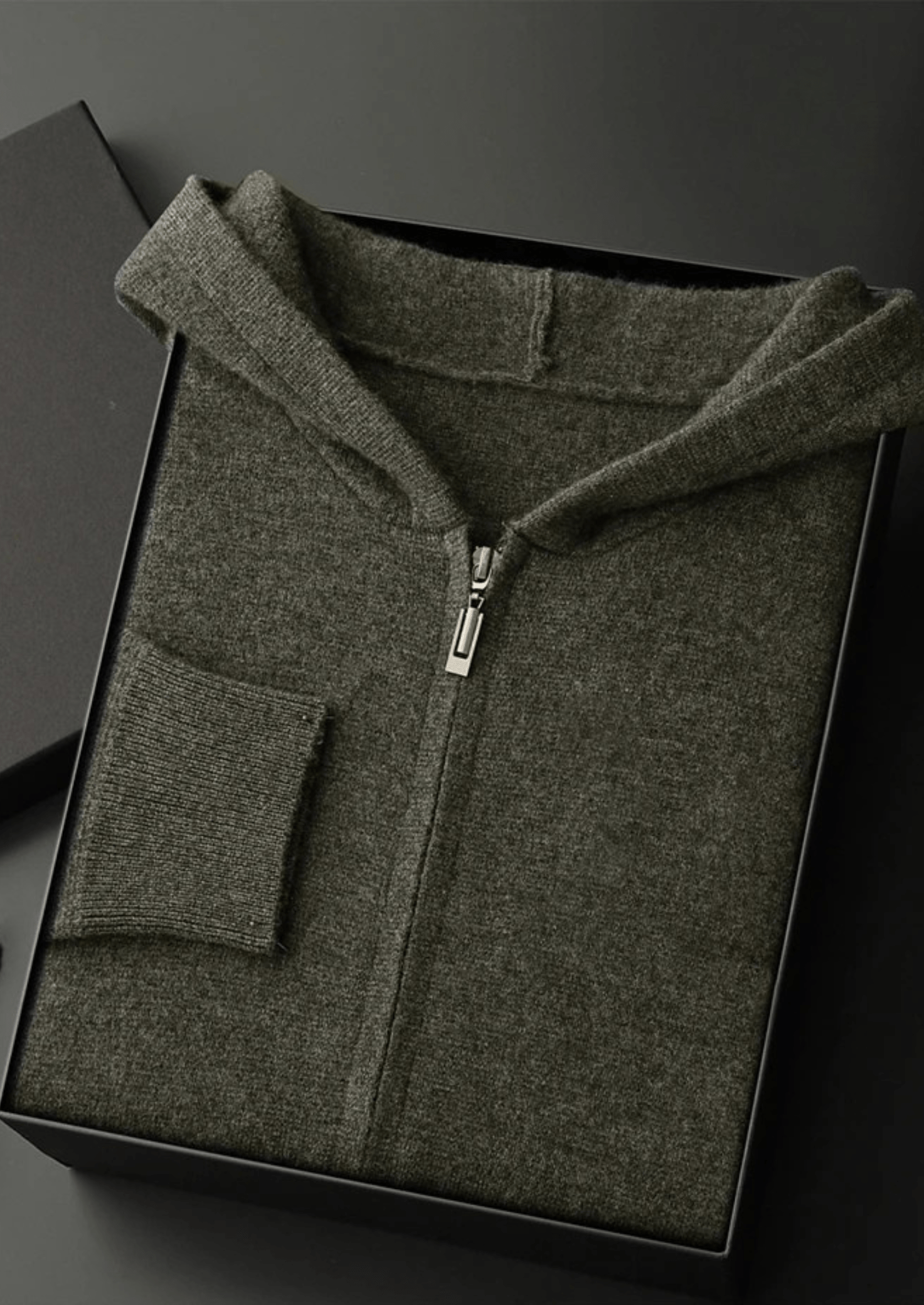 100% CASHMERE ZIPPER HOODIE - LORMIER - 