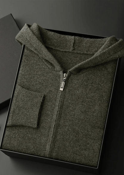 100% CASHMERE ZIPPER HOODIE - LORMIER - 