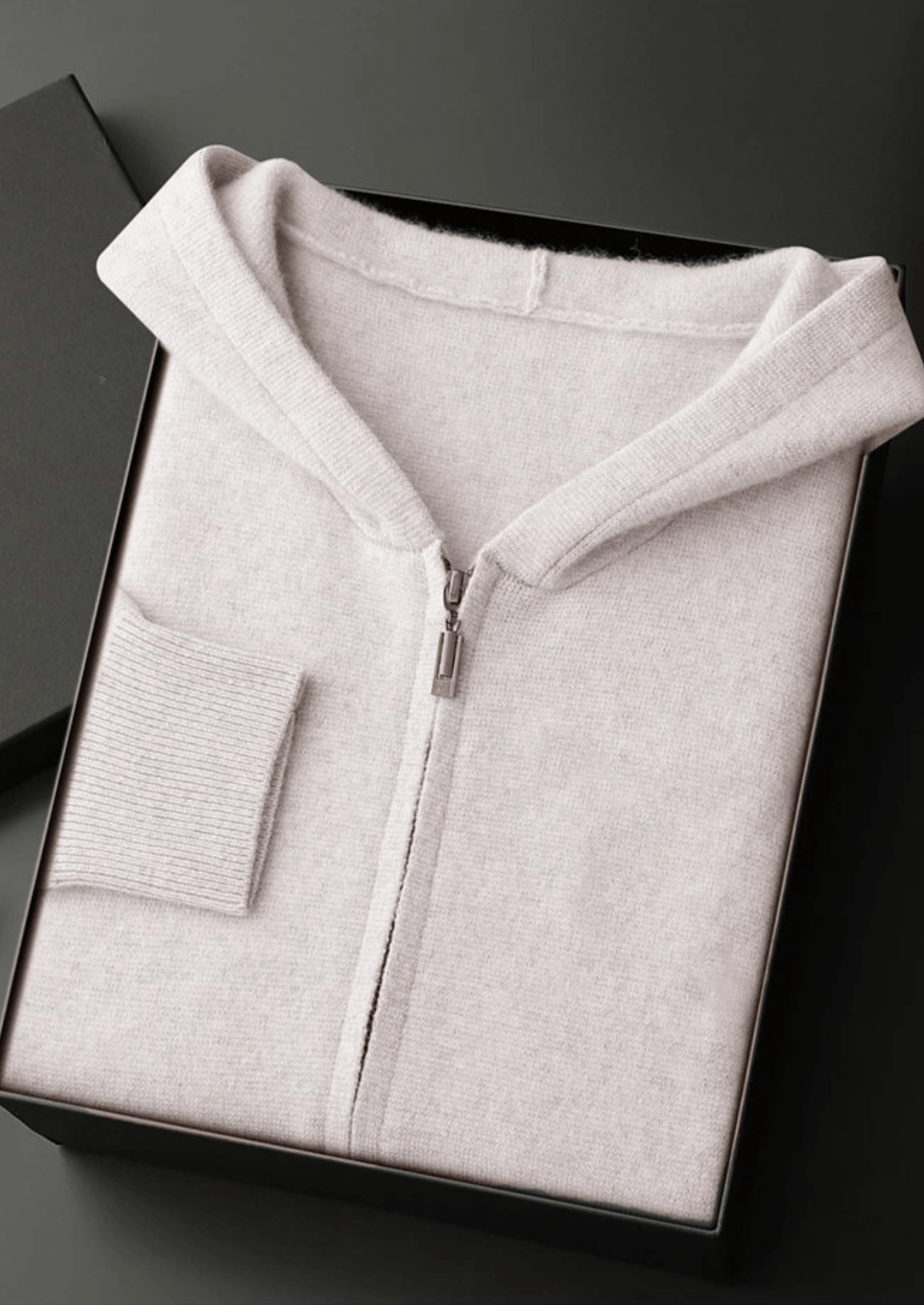 100% CASHMERE ZIPPER HOODIE - LORMIER - 