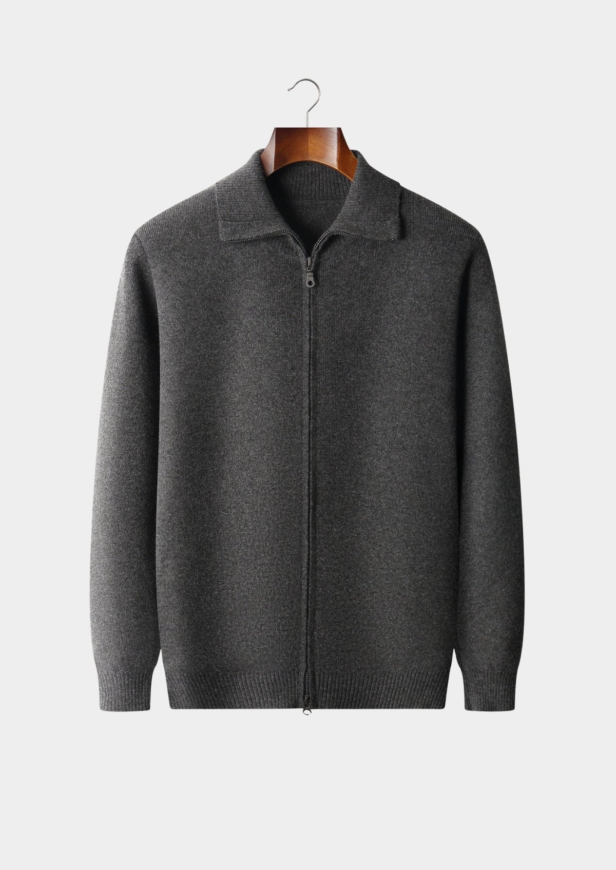 Pure Extra-Fine Merino Wool Funnel Neck Cardigan