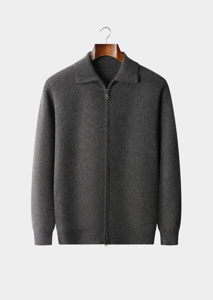 Pure Extra-Fine Merino Wool Funnel Neck Cardigan