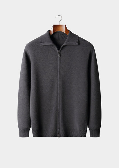 Pure Extra-Fine Merino Wool Funnel Neck Cardigan