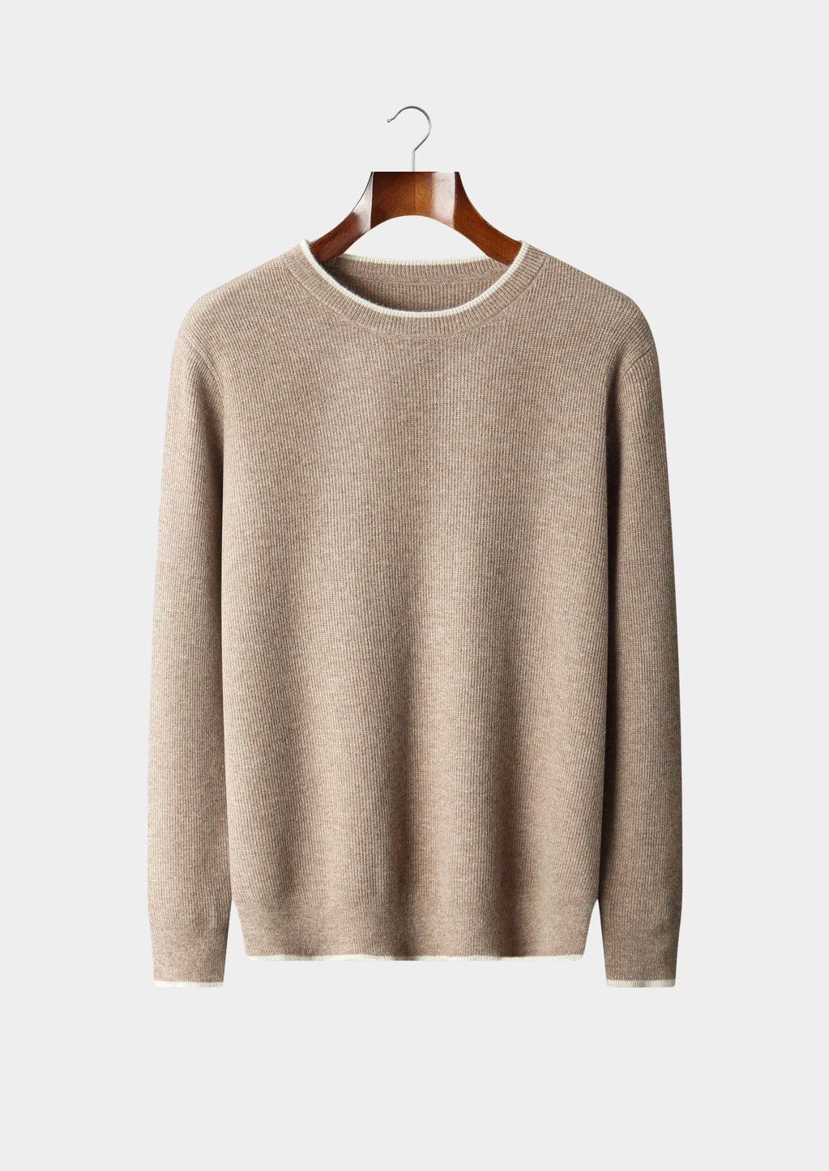 Pure Extra-Fine Merino Wool Contrast Crewneck