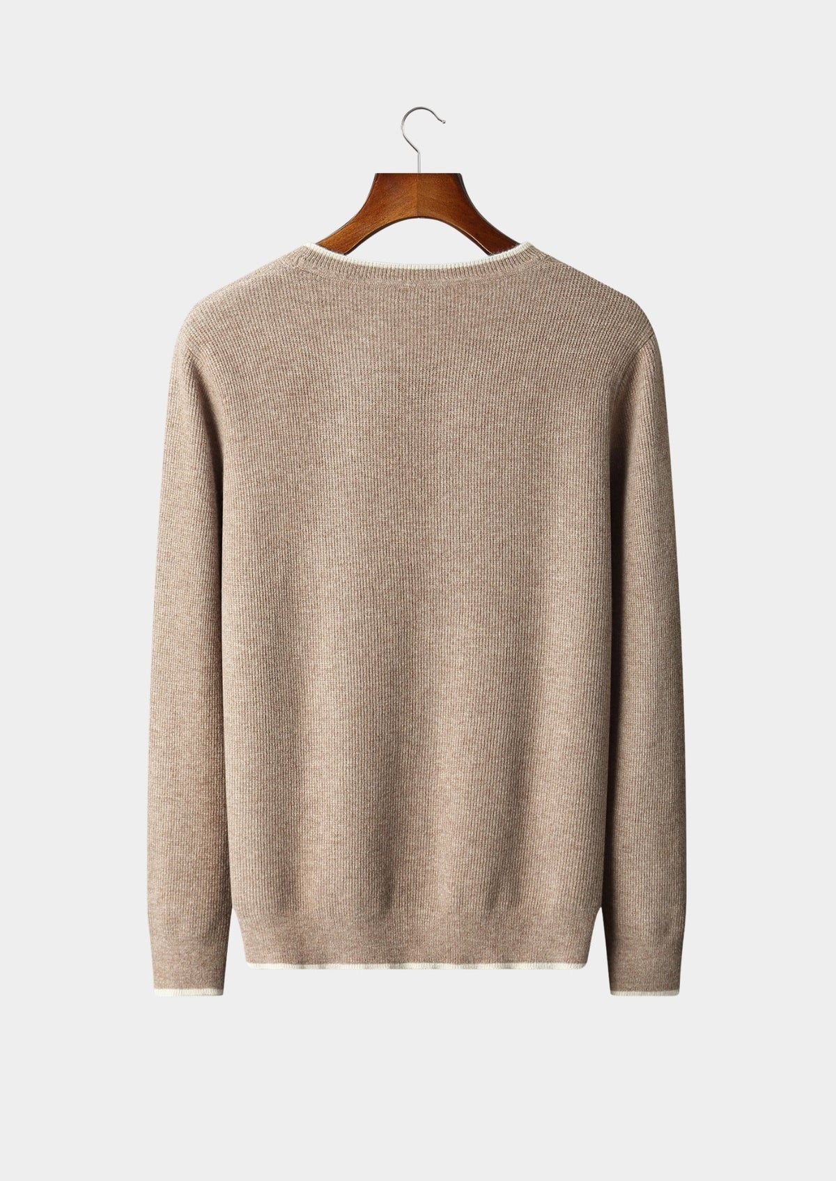 Pure Extra-Fine Merino Wool Contrast Crewneck