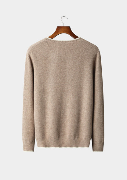 Pure Extra-Fine Merino Wool Contrast Crewneck