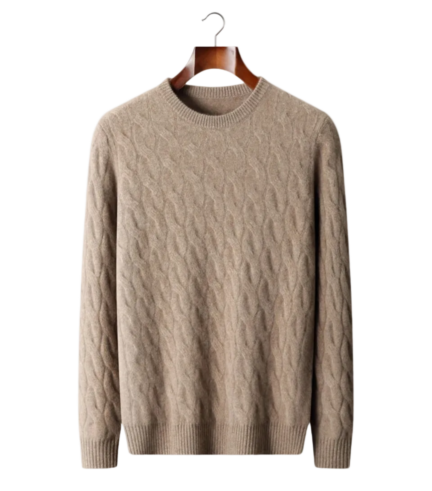 PREMIUM CASHMERE CABLE CREWNECK