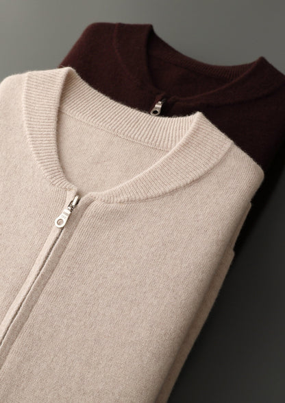 Pure Extra-Fine Merino Wool Essential Zip Cardigan