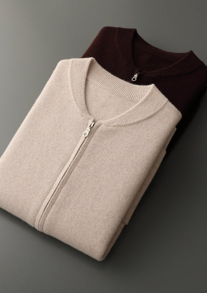 Pure Extra-Fine Merino Wool Essential Zip Cardigan