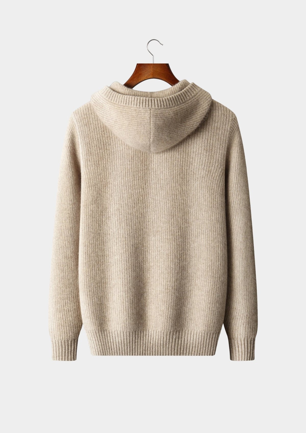 Premium Cashmere Ribbed Button-Up Hoodie