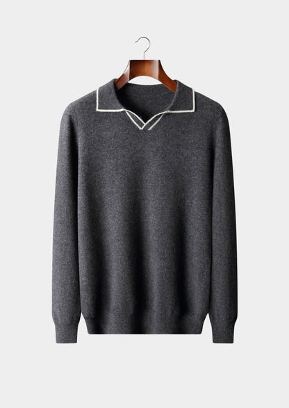Premium Cashmere Buttonless Contrast Polo