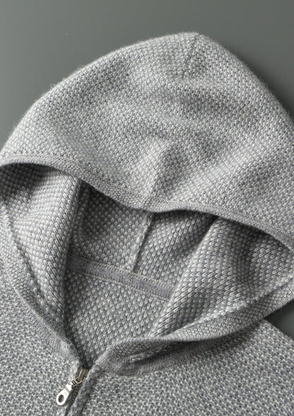 Pure Extra-Fine Merino Wool Jaquard Hoodie