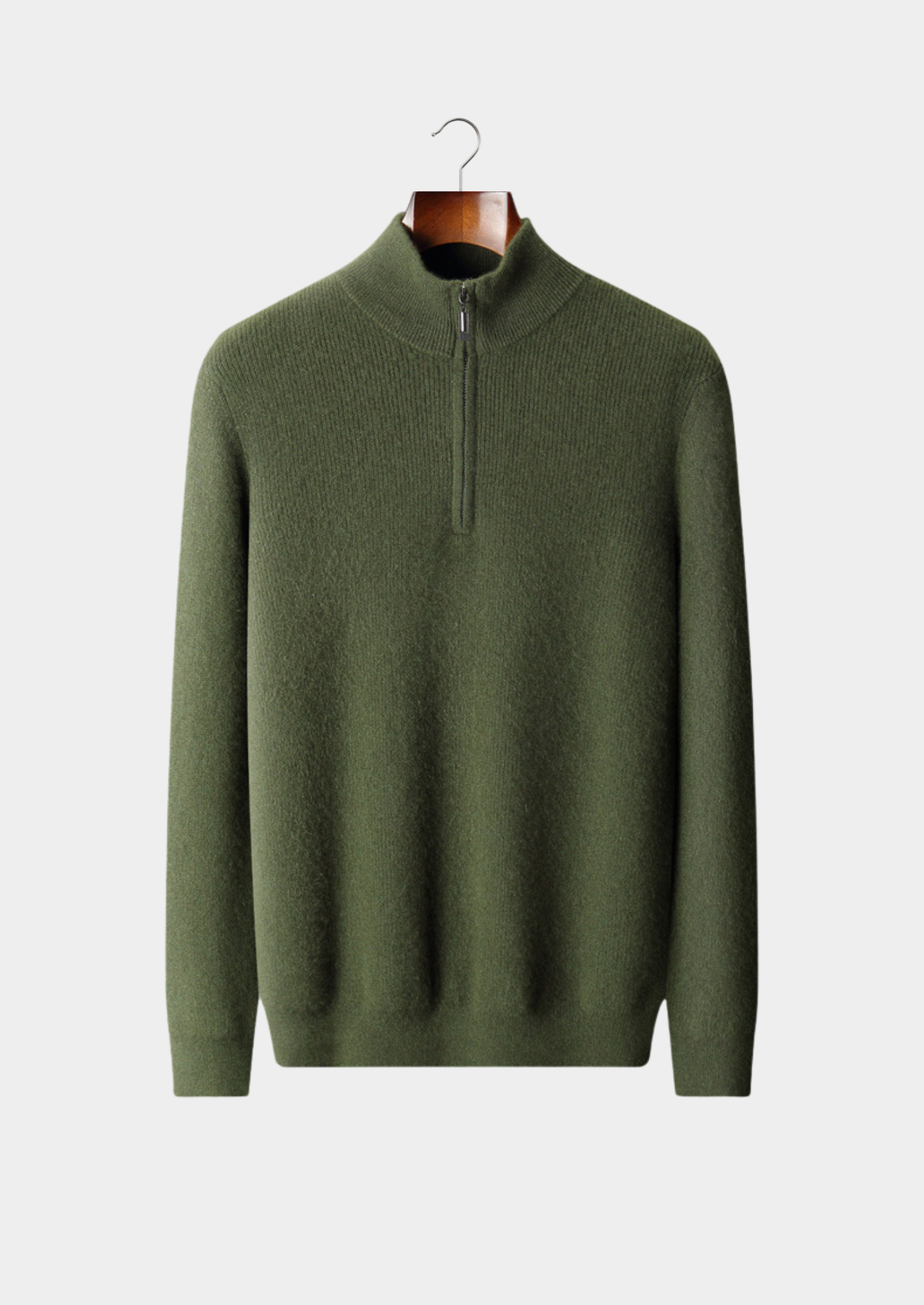 Pure Cashmere Ribbed Half Zip