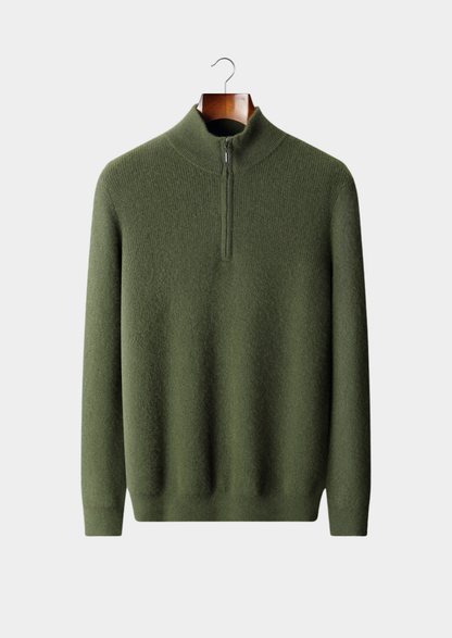 Pure Cashmere Ribbed Half Zip