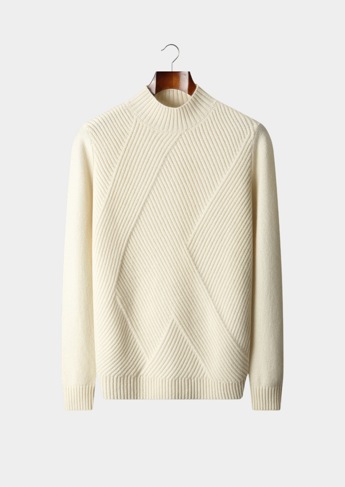 Pure Cashmere Patterned Mockneck