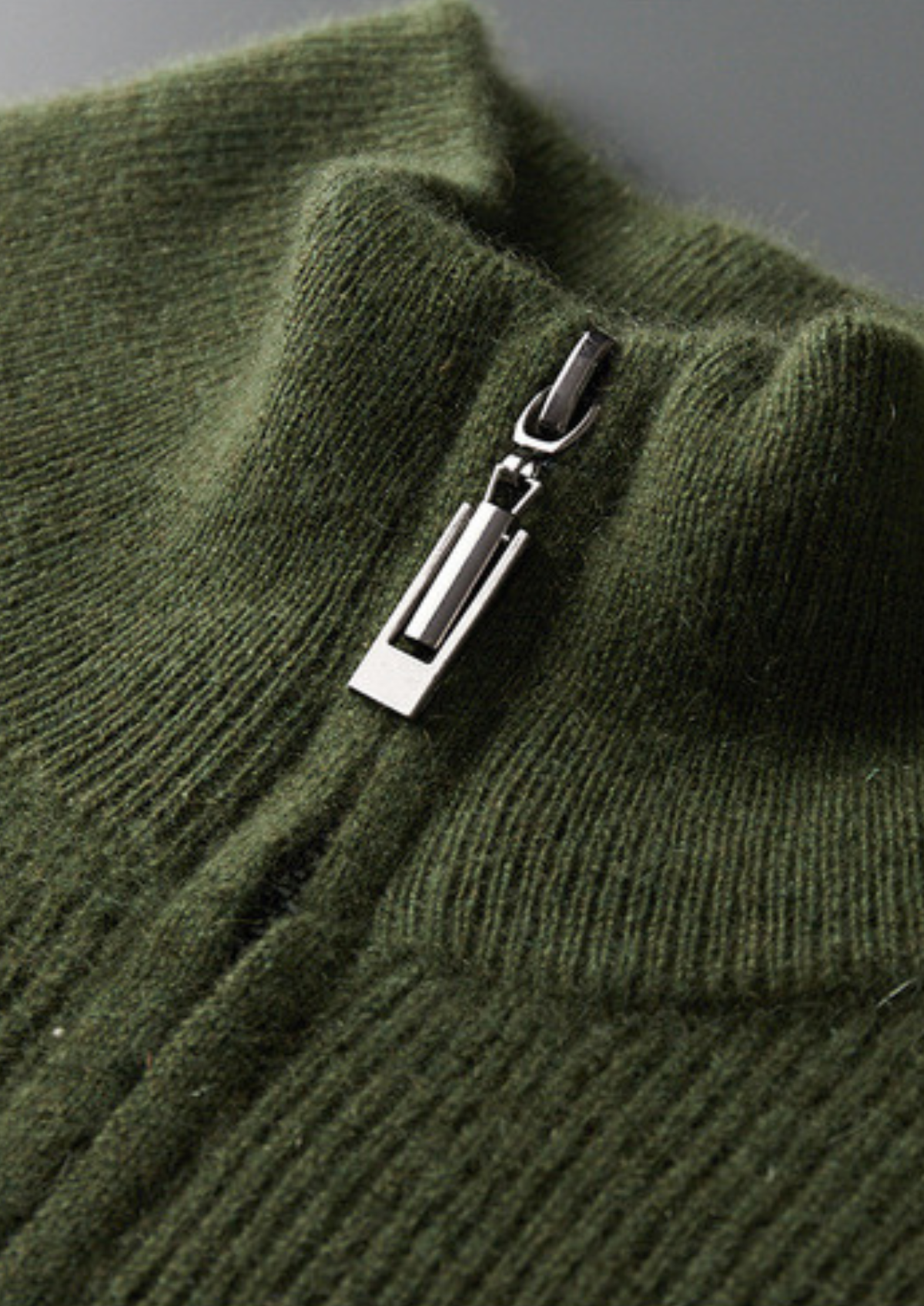 Pure Cashmere Ribbed Half Zip