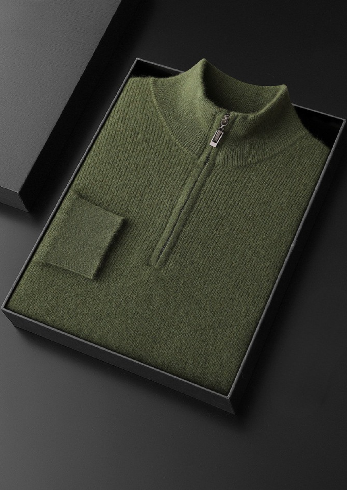 Pure Cashmere Ribbed Half Zip