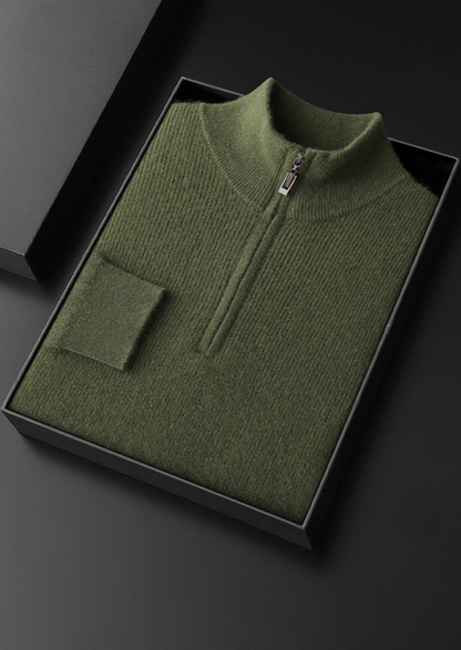Pure Cashmere Ribbed Half Zip