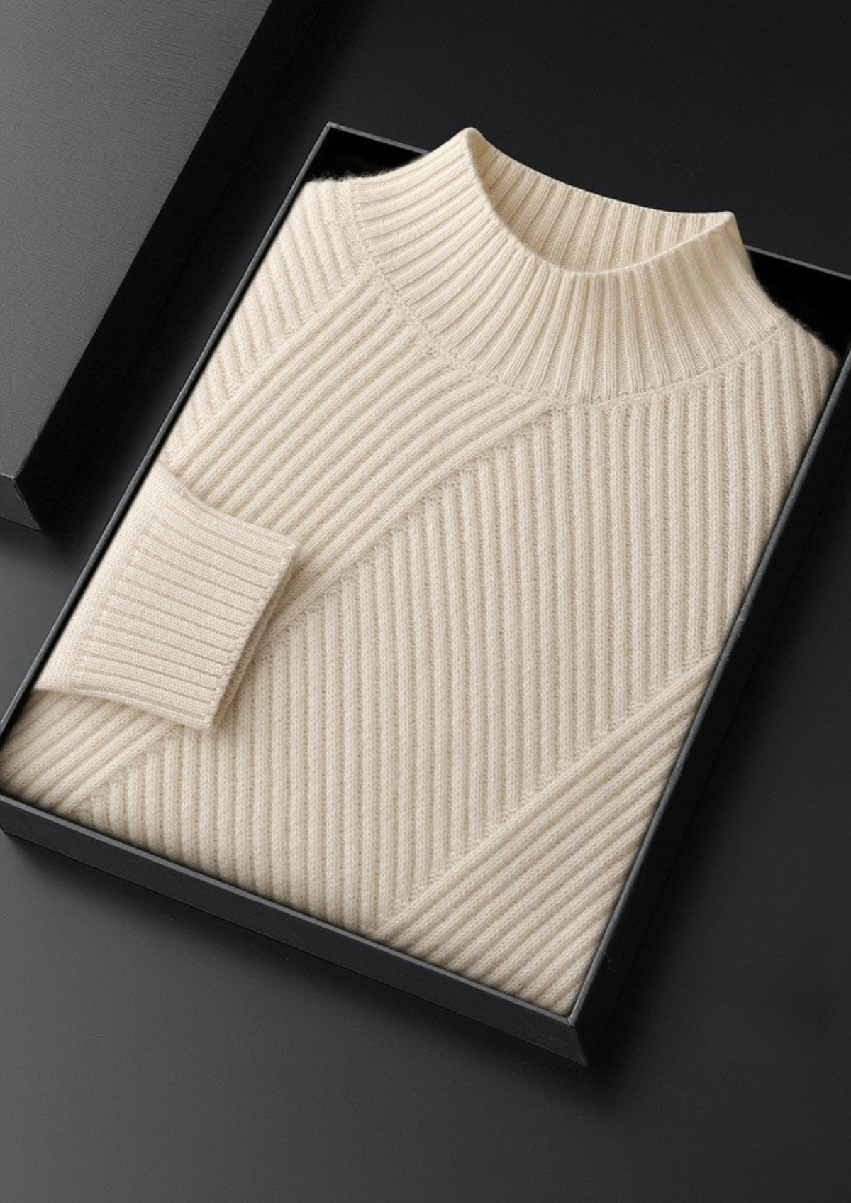 Pure Cashmere Patterned Mockneck