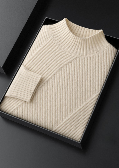 Pure Cashmere Patterned Mockneck