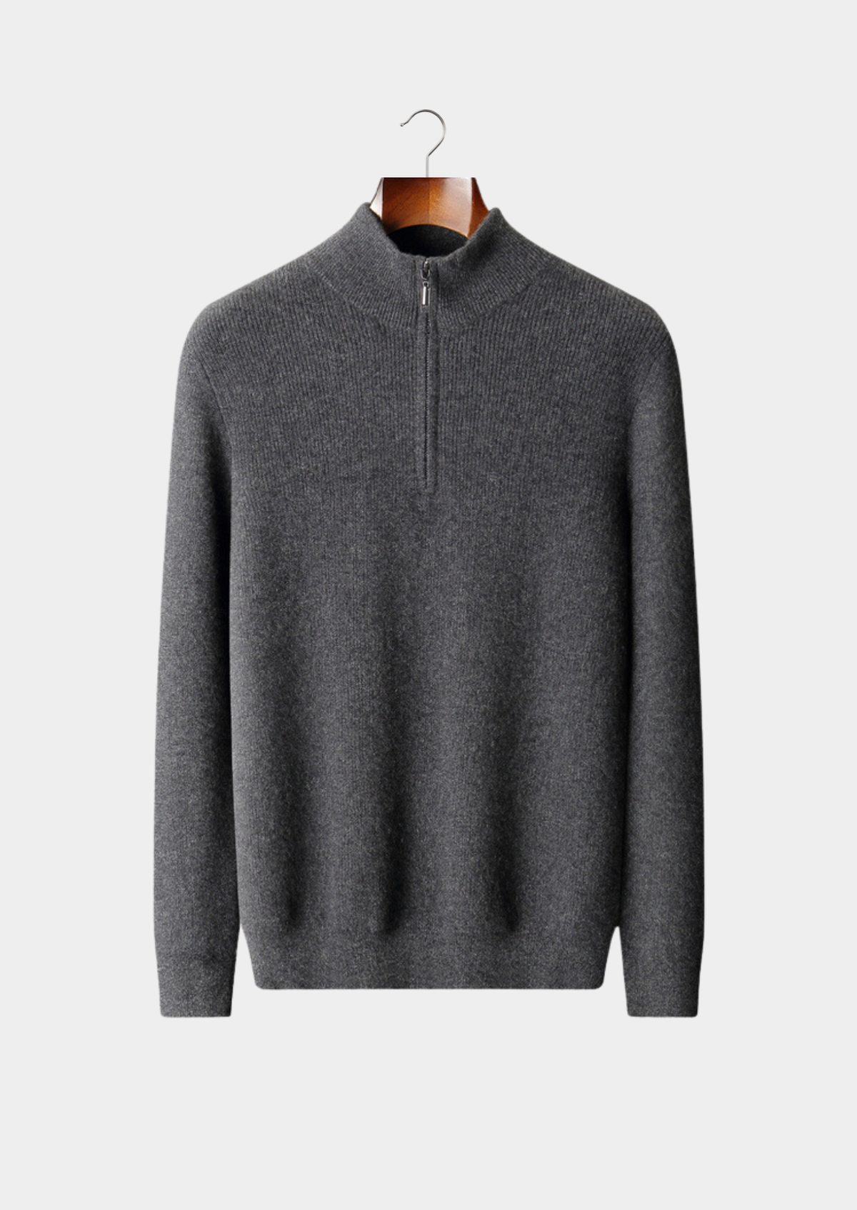 Pure Cashmere Ribbed Half Zip