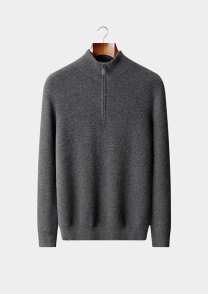 Pure Cashmere Ribbed Half Zip