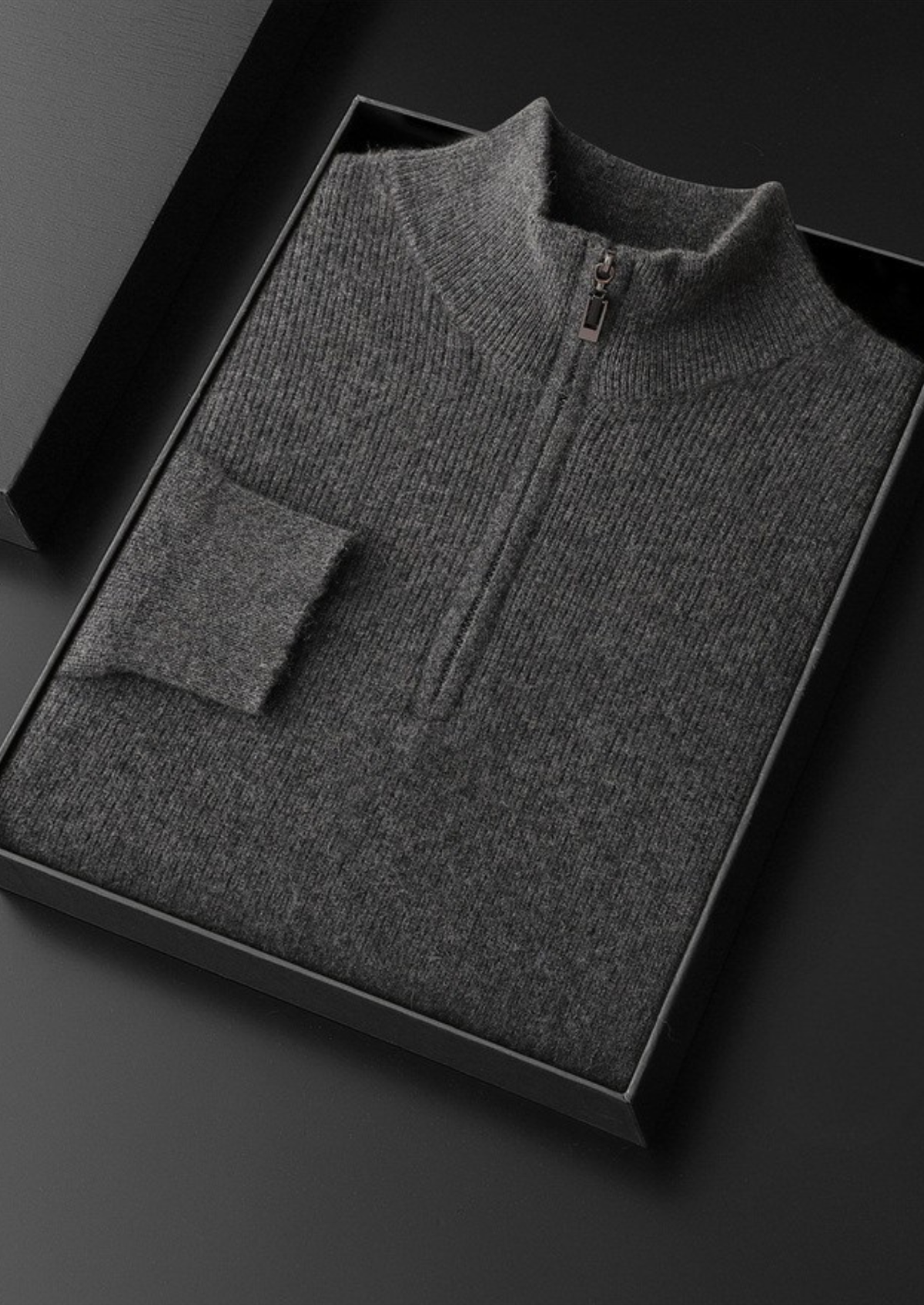 Pure Cashmere Ribbed Half Zip