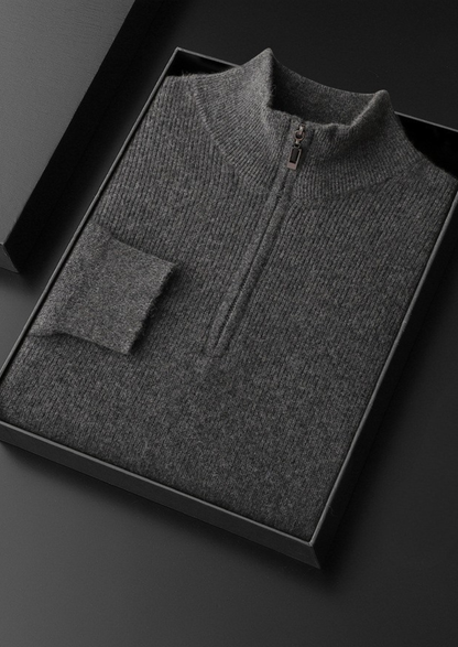 Pure Cashmere Ribbed Half Zip
