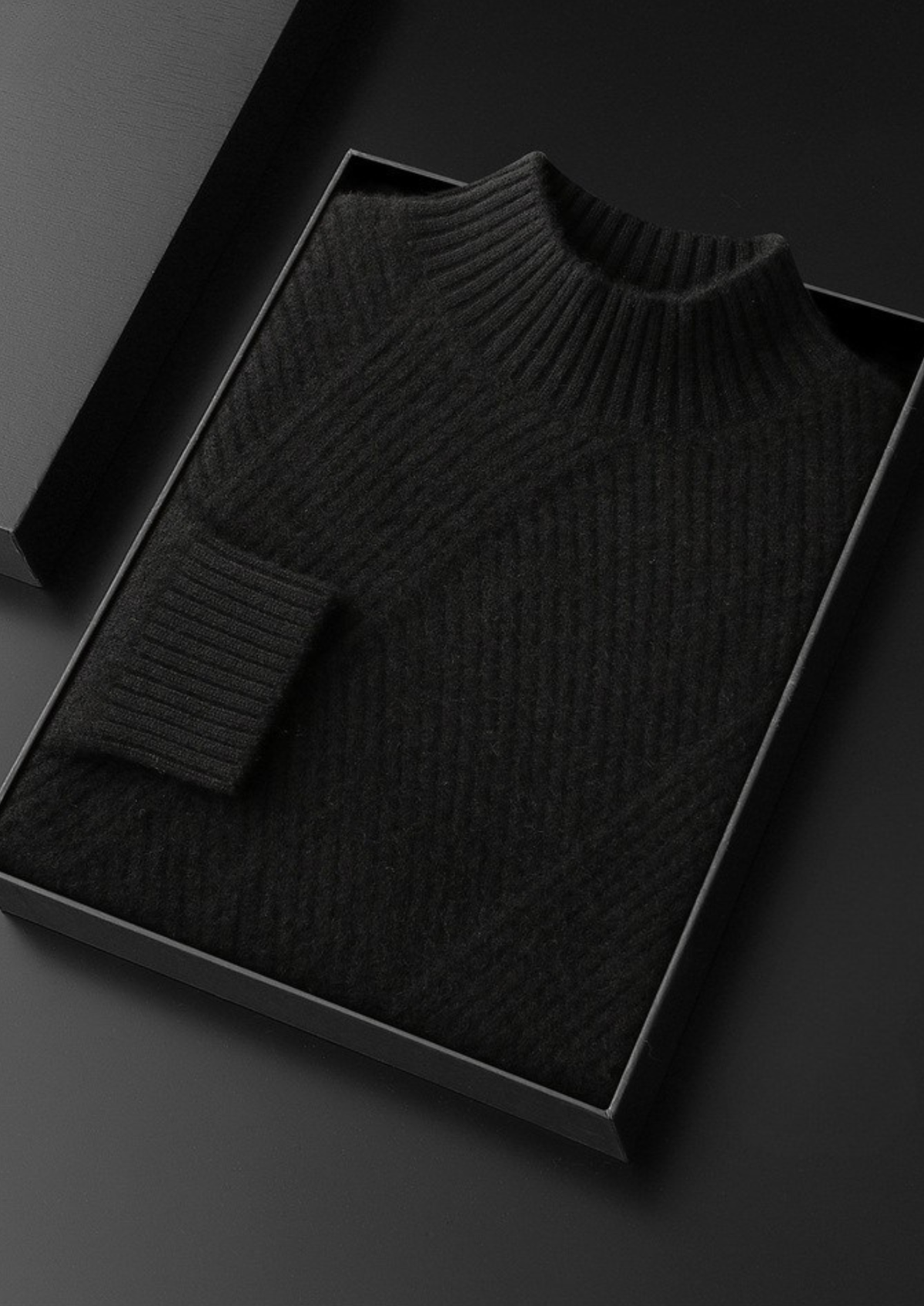 Pure Cashmere Patterned Mockneck