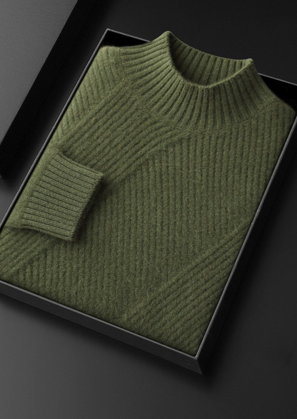 Pure Cashmere Patterned Mockneck