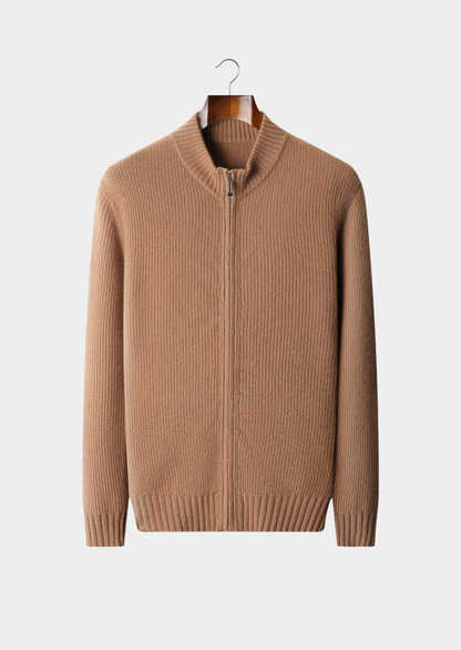 Pure Cashmere Ribbed Zip Cardigan