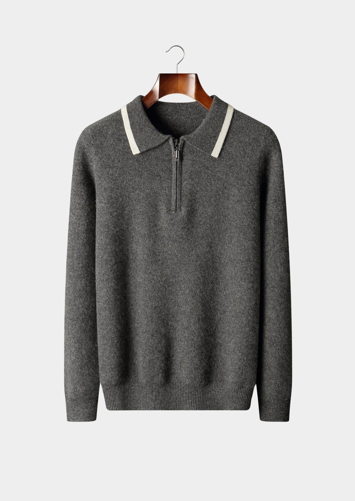 Pure Extra-Fine Merino Wool Contrast Zip Polo