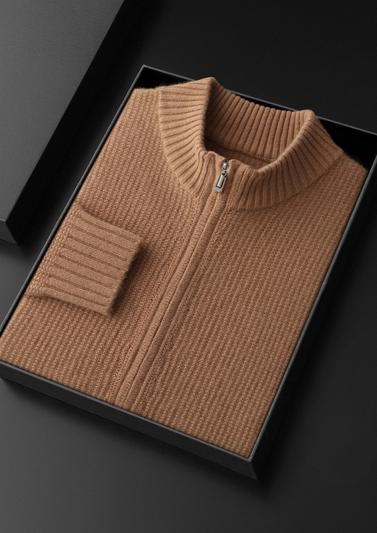 Pure Cashmere Ribbed Zip Cardigan