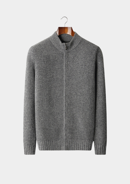Pure Cashmere Ribbed Zip Cardigan