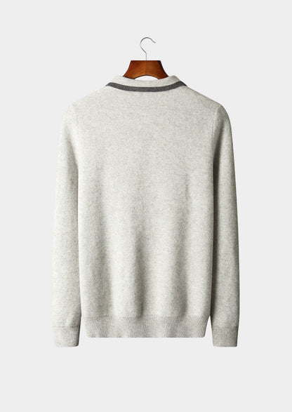 Pure Extra-Fine Merino Wool Contrast Zip Polo