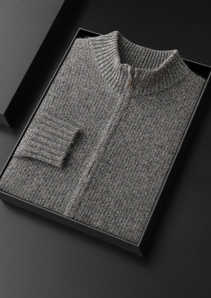Pure Cashmere Ribbed Zip Cardigan