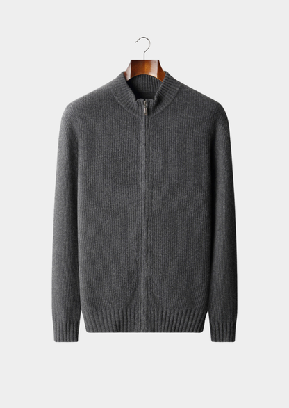 Pure Cashmere Ribbed Zip Cardigan