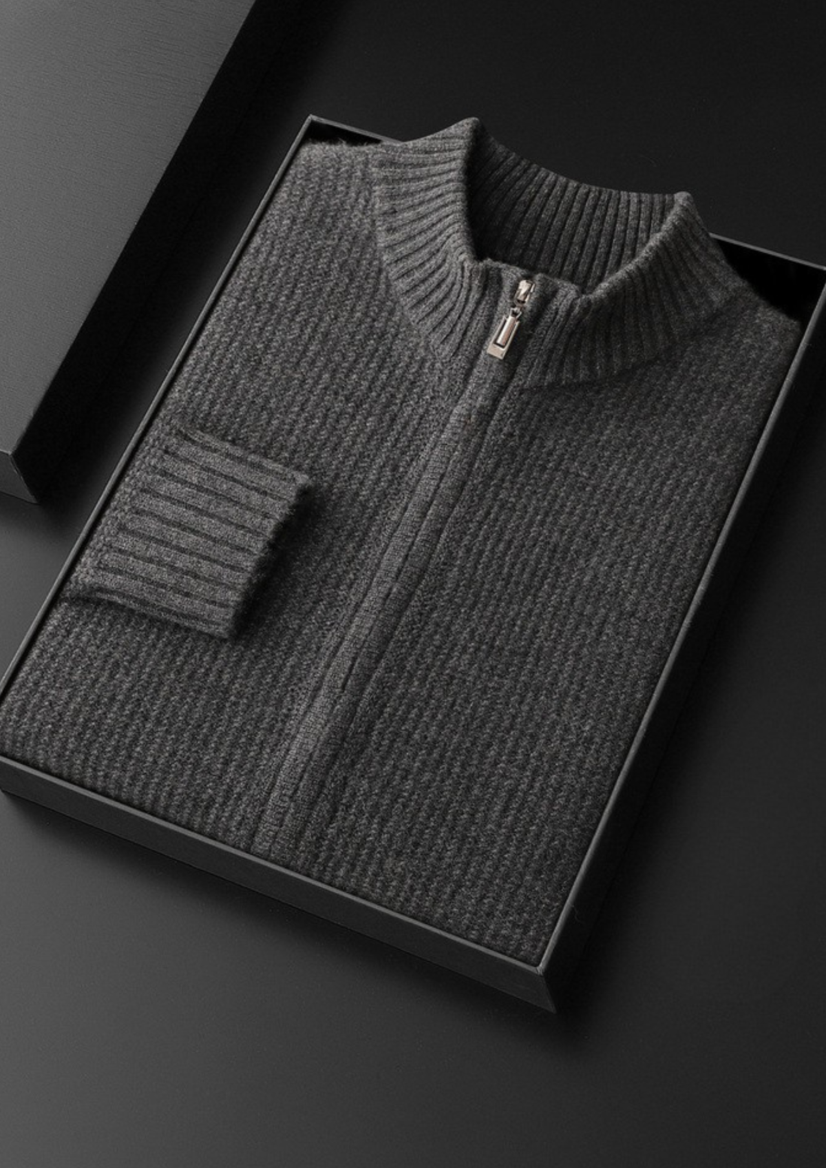 Pure Cashmere Ribbed Zip Cardigan