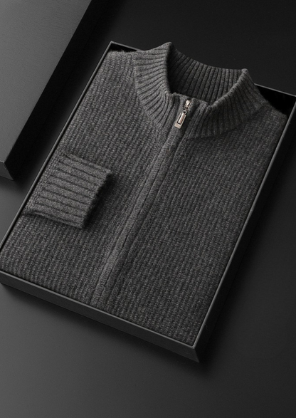 Pure Cashmere Ribbed Zip Cardigan