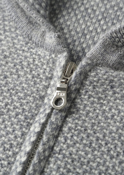 Pure Extra-Fine Merino Wool Light Gray Jaquard Set