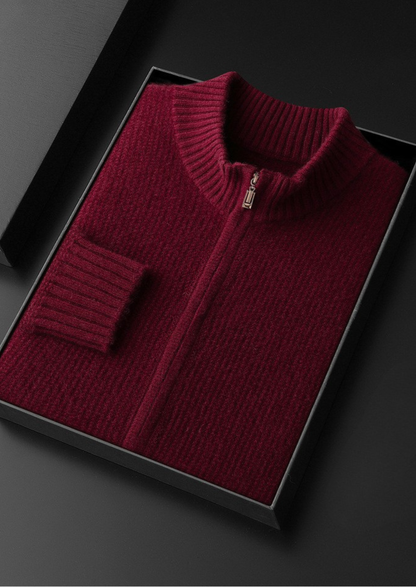 Pure Cashmere Ribbed Zip Cardigan