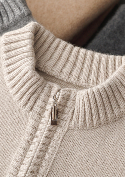 Pure Cashmere Half Zip Sweater