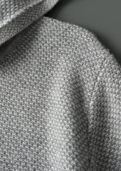 Pure Extra-Fine Merino Wool Light Gray Jaquard Set